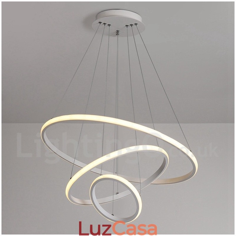 Luminária pendente de luz externa com controle remoto e anéis de design moderno reguláveis