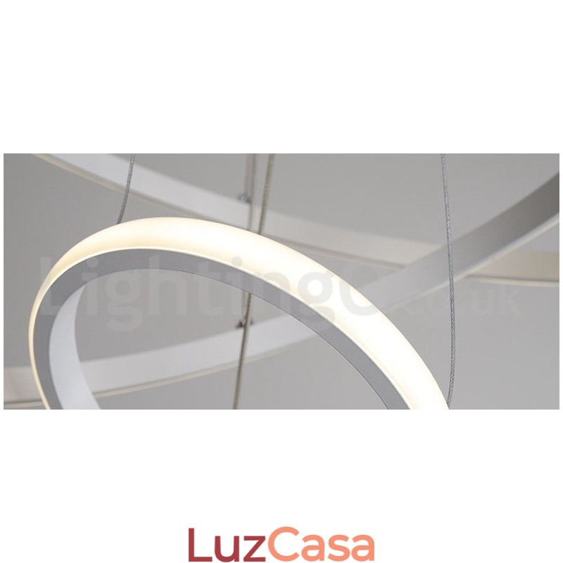 Luminária pendente de luz externa com controle remoto e anéis de design moderno reguláveis
