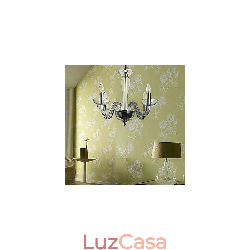 Luminária pendente de cristal com 4 luzes em lâmpada de vela