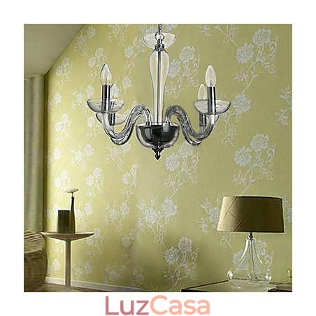 Luminária pendente de cristal com 4 luzes em lâmpada de vela Luminária pendente de cristal com 4 luzes em lâmpada de vela