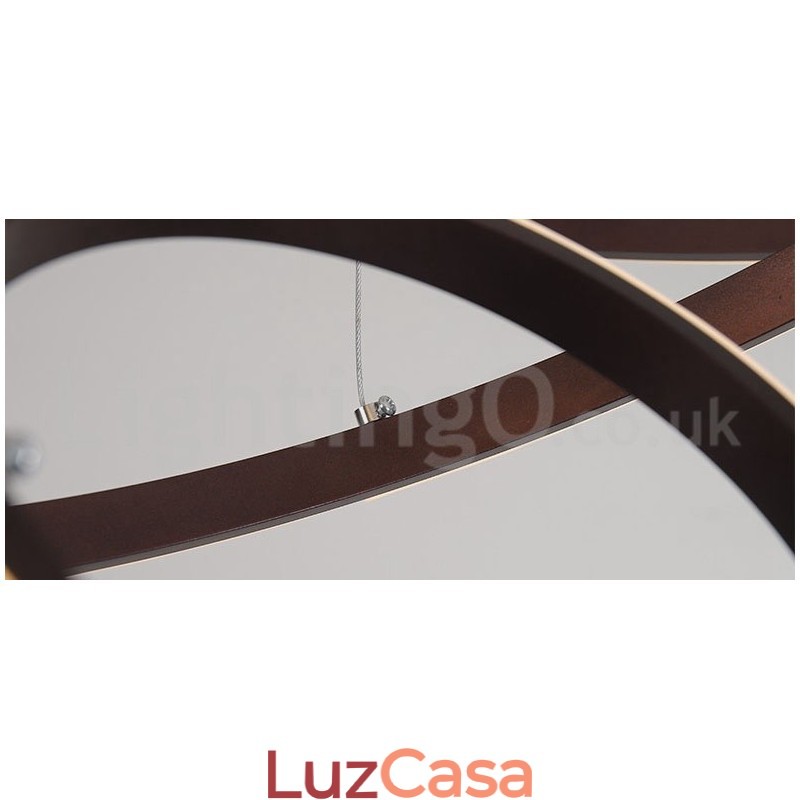 Luminária pendente de luz externa com controle remoto e anéis de design moderno reguláveis