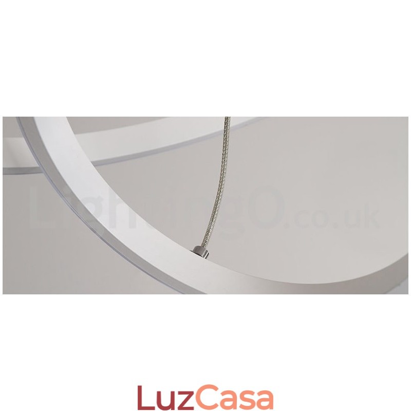 Luminária pendente de luz externa com controle remoto e anéis de design moderno reguláveis