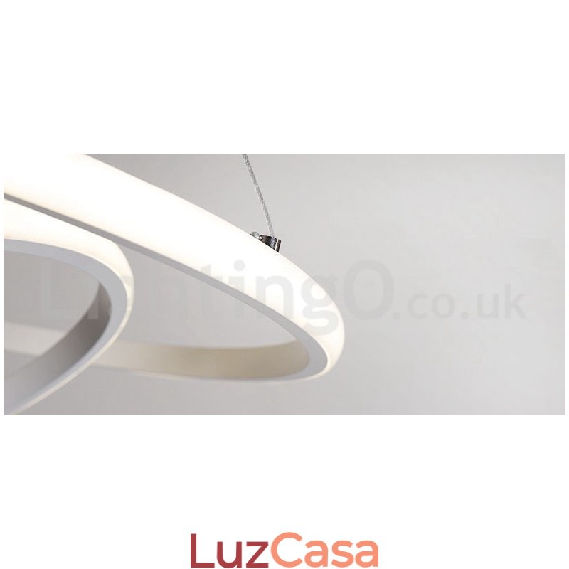 Luminária pendente de luz externa com controle remoto e anéis de design moderno reguláveis