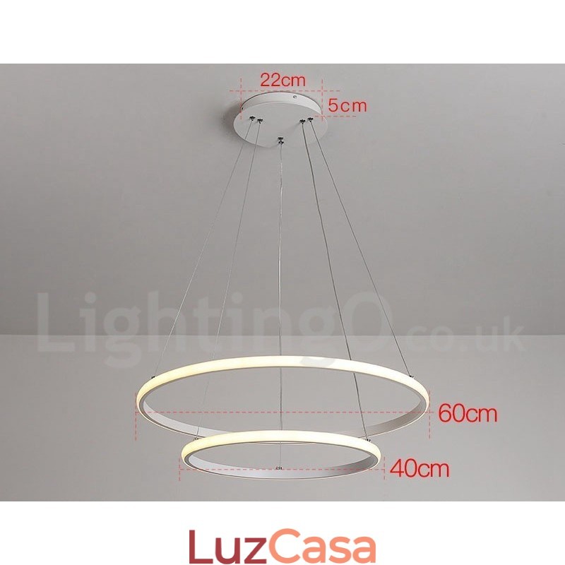 Luminária pendente de luz externa com controle remoto e anéis de design moderno reguláveis