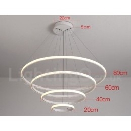 Luminária pendente de luz externa com controle remoto e anéis de design moderno reguláveis