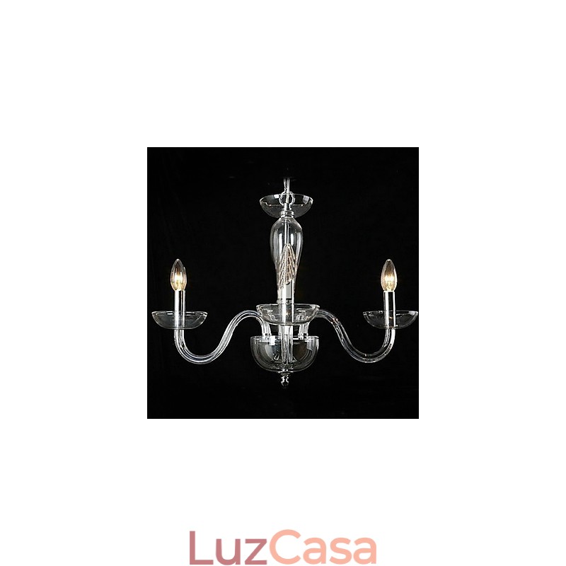 Luminária pendente de cristal com 4 luzes em lâmpada de vela