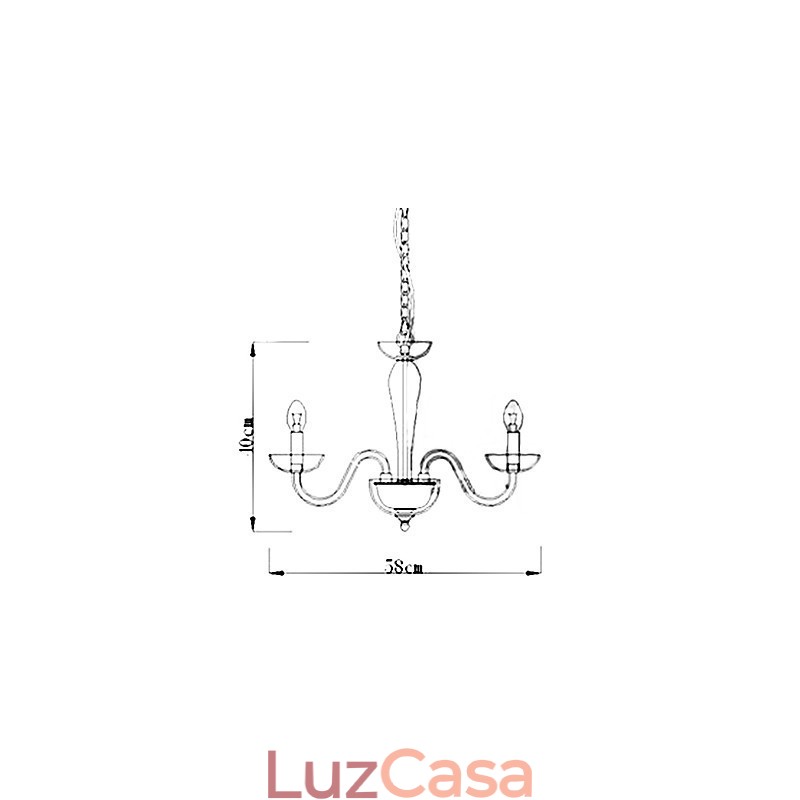 Luminária pendente de cristal com 4 luzes em lâmpada de vela