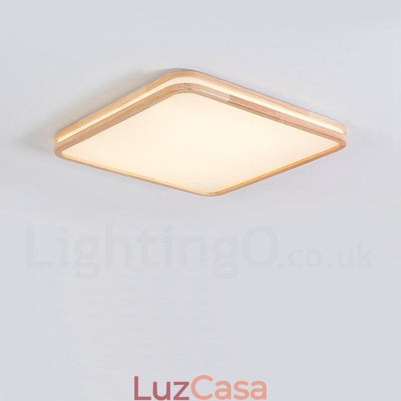 Luminária de teto de madeira ultrafina, redonda, quadrada, retangular, abajur de acrílico de madeira maciça, estilo nórdico
