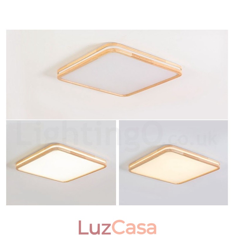 Luminária de teto de madeira ultrafina, redonda, quadrada, retangular, abajur de acrílico de madeira maciça, estilo nórdico