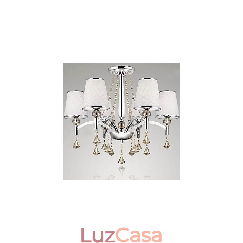 Lustre moderno contemporâneo de cristal cromado em metal