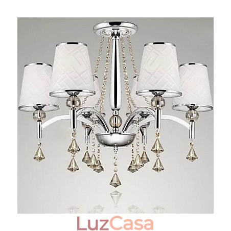 Lustre moderno contemporâneo de cristal cromado em metal