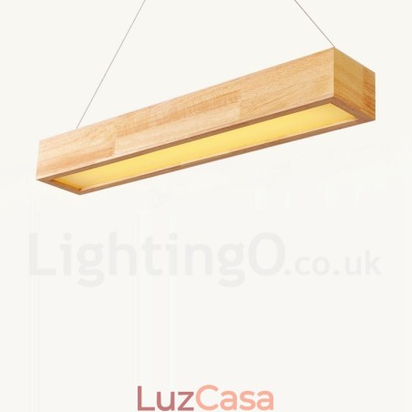 Luminária pendente longa moderna de madeira Luminária pendente longa moderna de madeira