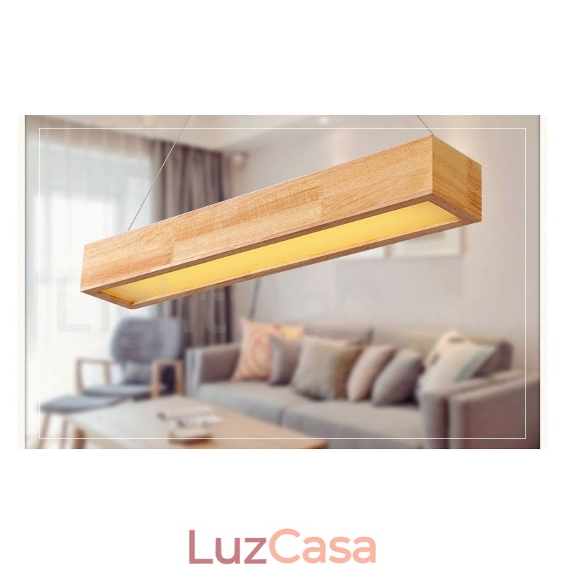 Luminária pendente longa moderna de madeira