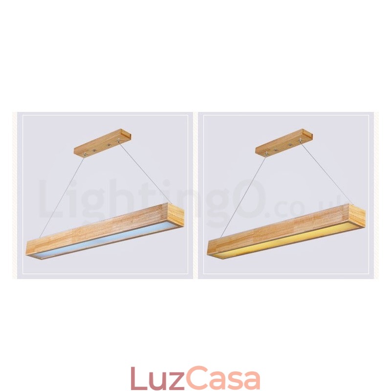 Luminária pendente longa moderna de madeira