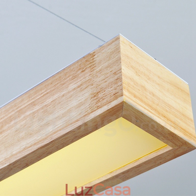 Luminária pendente longa moderna de madeira