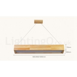 Luminária pendente longa moderna de madeira