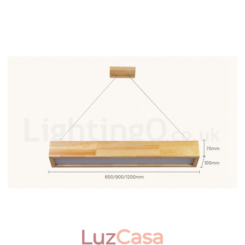 Luminária pendente longa moderna de madeira