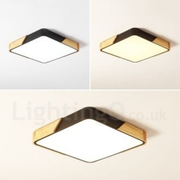 Luminária de teto quadrada de madeira multicolorida ultrafina regulável com abajur de acrílico estilo nórdico