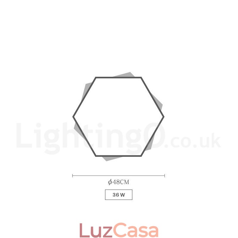 Luminária de teto de madeira hexagonal multicolorida regulável com abajur de acrílico estilo nórdico