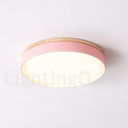 Luminária de teto circular de madeira multicolorida regulável com abajur de acrílico estilo nórdico