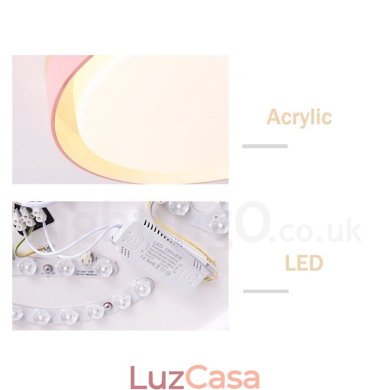 Luminária de teto circular de madeira multicolorida regulável com abajur de acrílico estilo nórdico