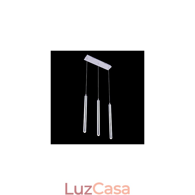 Lustre moderno contemporâneo de metal com 3 luzes pendentes