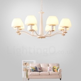 6 Luzes 8 Luzes Multi Cores Macaron Madeira Pendente Luz com Vidro Tons Lustre Estilo Nórdico