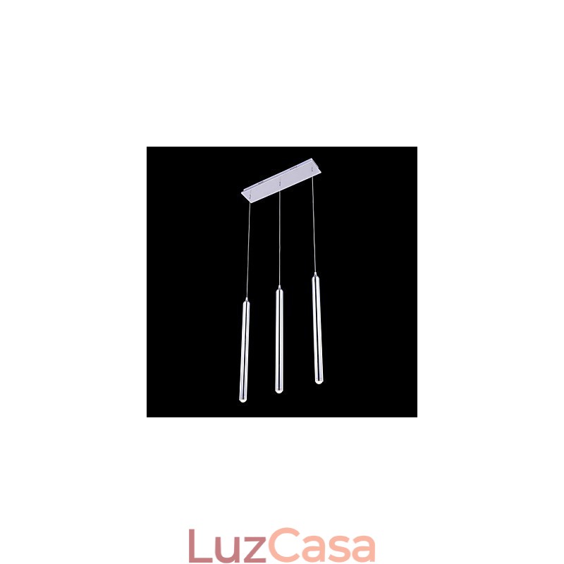 Lustre moderno contemporâneo de metal com 3 luzes pendentes