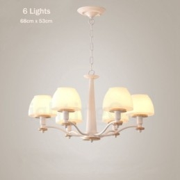 6 Luzes 8 Luzes Multi Cores Macaron Madeira Pendente Luz com Vidro Tons Lustre Estilo Nórdico
