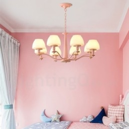 6 Luzes 8 Luzes Multi Cores Macaron Madeira Pendente Luz com Vidro Tons Lustre Estilo Nórdico