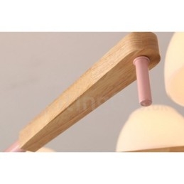6 Luzes 8 Luzes Multi Cores Macaron Madeira Pendente Luz com Vidro Tons Lustre Estilo Nórdico