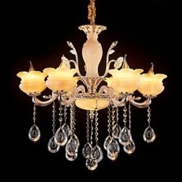 Luminária pendente de cristal jade estilo vela lustre