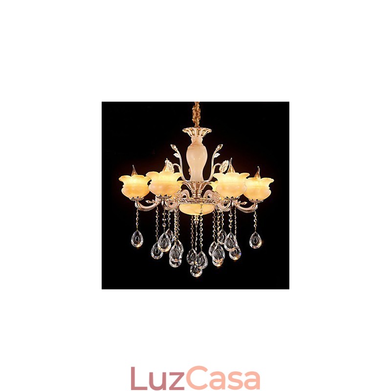 Luminária pendente de cristal jade estilo vela lustre