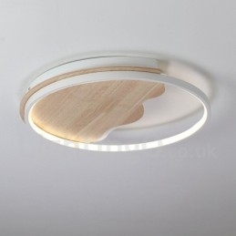 Luminária de teto redonda de madeira com nuvem branca regulável, luminária de teto ultrafina, também pode ser usada como luz de parede