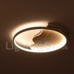 Luminária de teto redonda de madeira com nuvem branca regulável, luminária de teto ultrafina, também pode ser usada como luz de parede