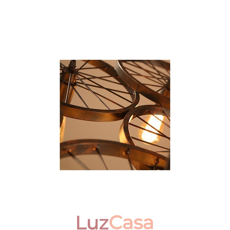 Iluminação Lustre de ferro forjado estilo loft industrial Lustre de roda de café