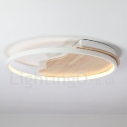 Luminária de teto redonda de madeira com nuvem branca regulável, luminária de teto ultrafina, também pode ser usada como luz de parede