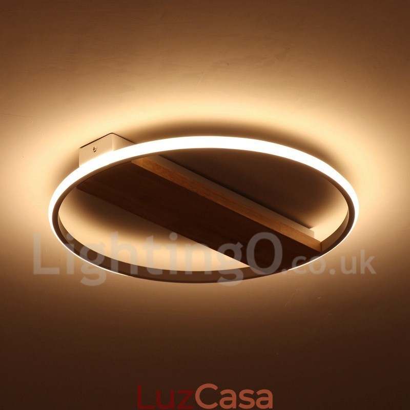 Luminária de teto de madeira redonda branca regulável, luminária de teto ultrafina, também pode ser usada como luminária de parede