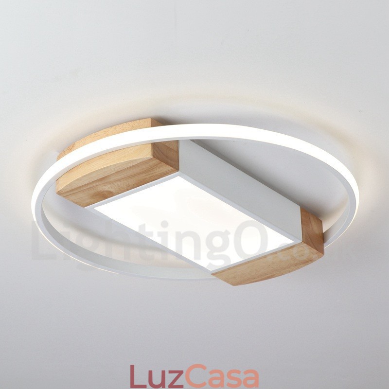 Luminária de teto de madeira redonda branca regulável, luminária de teto ultrafina, também pode ser usada como luminária de parede