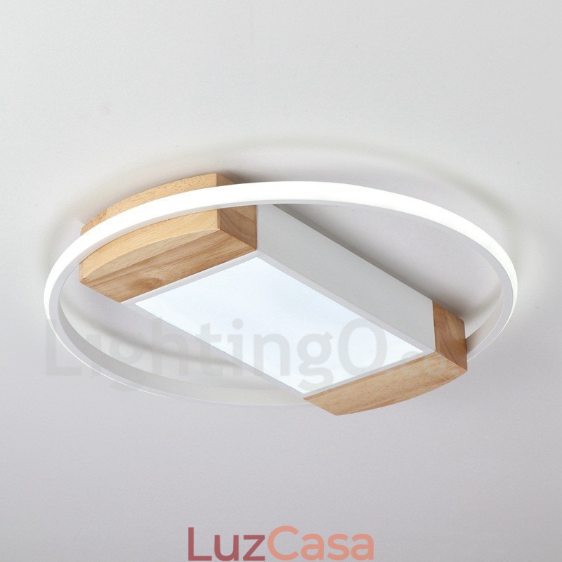 Luminária de teto de madeira redonda branca regulável, luminária de teto ultrafina, também pode ser usada como luminária de parede