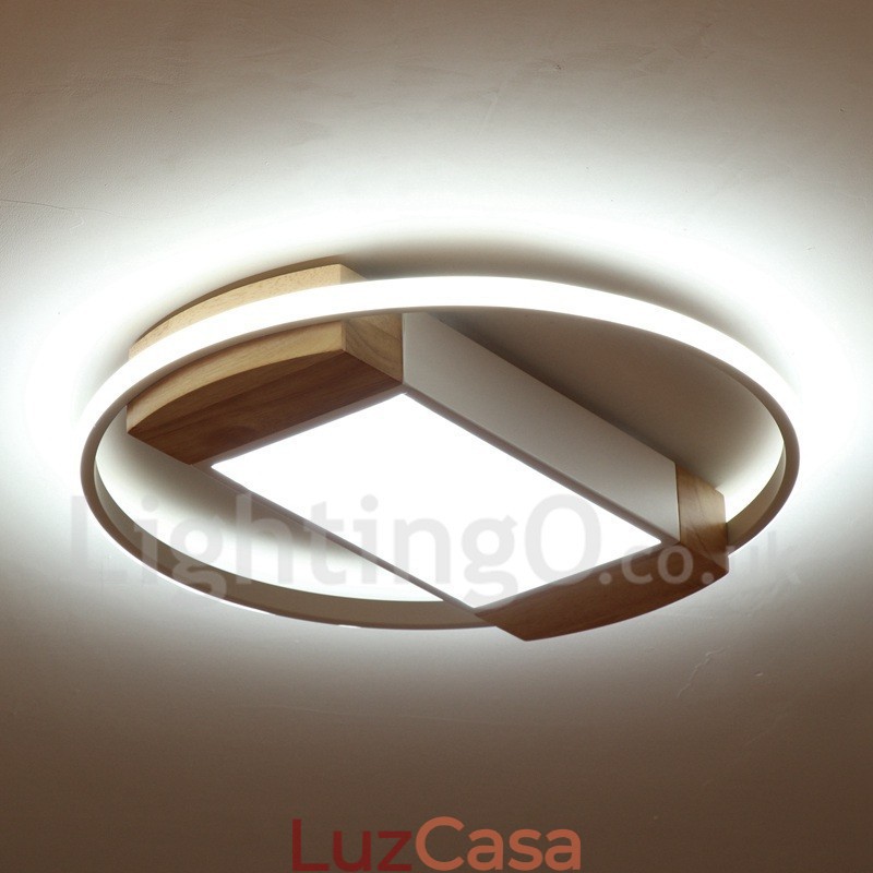 Luminária de teto de madeira redonda branca regulável, luminária de teto ultrafina, também pode ser usada como luminária de parede