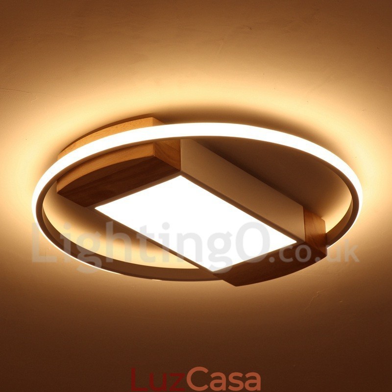 Luminária de teto de madeira redonda branca regulável, luminária de teto ultrafina, também pode ser usada como luminária de parede