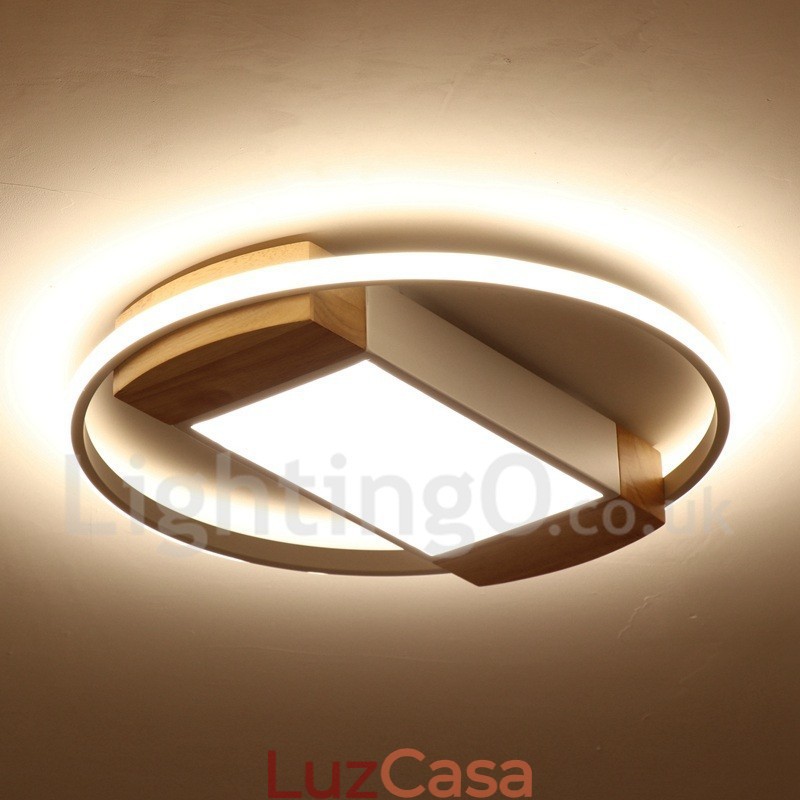 Luminária de teto de madeira redonda branca regulável, luminária de teto ultrafina, também pode ser usada como luminária de parede