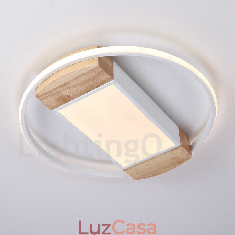 Luminária de teto de madeira redonda branca regulável, luminária de teto ultrafina, também pode ser usada como luminária de parede