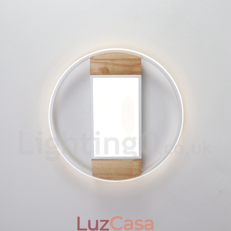 Luminária de teto de madeira redonda branca regulável, luminária de teto ultrafina, também pode ser usada como luminária de parede