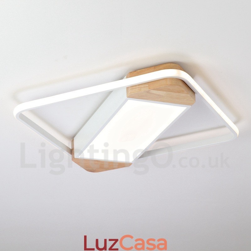 Luminária de teto de madeira quadrada branca regulável, luminária de teto ultrafina, também pode ser usada como luminária de parede