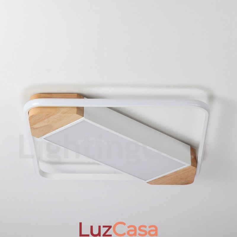 Luminária de teto de madeira quadrada branca regulável, luminária de teto ultrafina, também pode ser usada como luminária de parede
