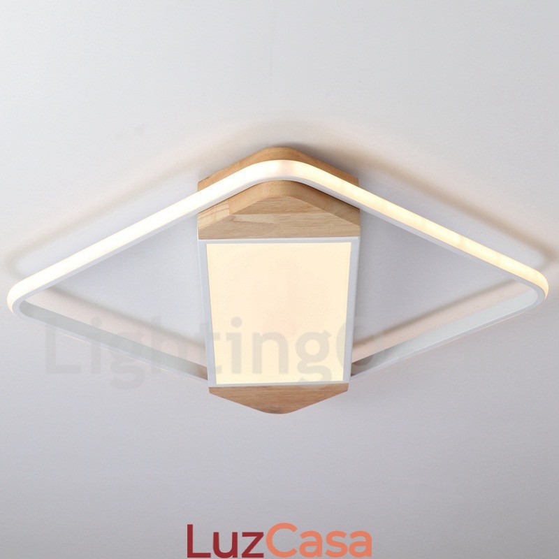 Luminária de teto de madeira quadrada branca regulável, luminária de teto ultrafina, também pode ser usada como luminária de parede