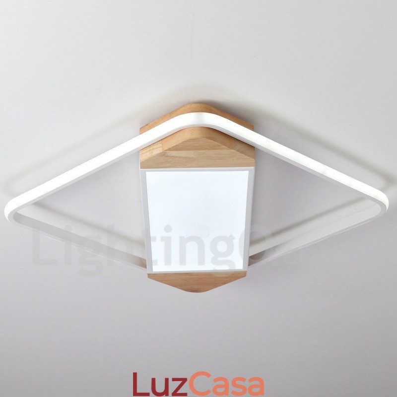 Luminária de teto de madeira quadrada branca regulável, luminária de teto ultrafina, também pode ser usada como luminária de parede