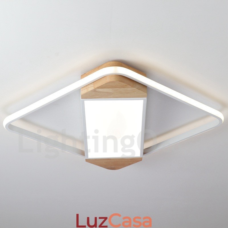 Luminária de teto de madeira quadrada branca regulável, luminária de teto ultrafina, também pode ser usada como luminária de parede